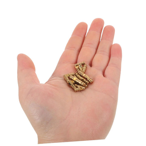 Brass Hidden Cabinet Hinges 25 Pack For Jewelry Boxes And Wooden Boxes, Smooth Silent Opening, held in hand for size reference