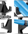 Heavy Duty Black Acrylic Drumstick Holder, Slick Floor Standing Rack For Ten Sticks And Mallets, Badass Percussion Gear Organizer showing open design for easy access.