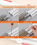 Heavy Duty Ceiling Curtain Track System For Home Office Hotel RV And School Double Rail Conjoined Track White Aluminum Alloy Waterproof And Wear Resistant Supports Thick Drapes And Sheers With Light Leakage Free Design connector installation method