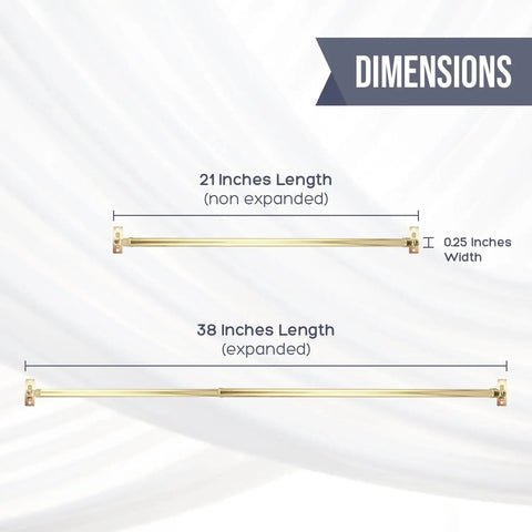 Dimensions of Slick Swivel End Sash Curtain Rods With Heavy Duty Metal Brackets For Doors And Windows Smooth Swinging Action Effortless Install Brass Finish.