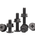 Black 304 Stainless Steel M6 Cross Head Screws With 12mm Flat Head And Flange Nuts Kit, 30 Sets, Heavy Duty All In One Pack
