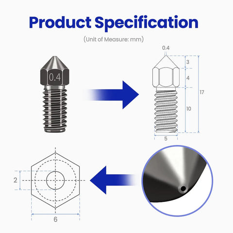 Built Tough Hardened Steel 3D Printer Nozzles 0.4mm Four Pack Precision Upgrades For AnkerMake M5 And M5C Fits Most Machines Delivers Top Shelf Performance And Seamless Extrusion For No Stress Printing Days