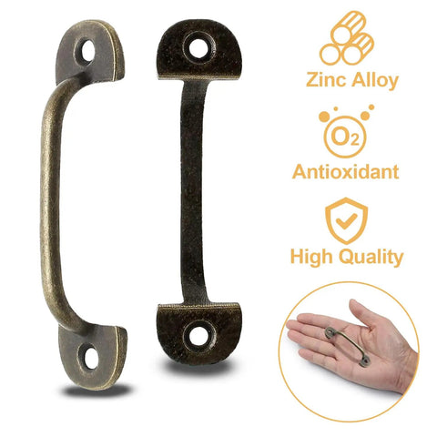 Snazzy Vintage Bronze Small Drawer Handles 2.36 Inch 20 Pack Rad Cabinet Pulls showing two zinc alloy handles for easy installation.