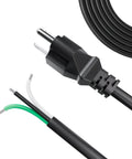 Close-up of a 9.8ft 12 Gauge Heavy Duty Replacement Power Cord For Tools And Home Gear 3 Prong 12 AWG 3 Conductor Black Pigtail Cable 110V 115V 120V Built To Last For Versatile Wiring