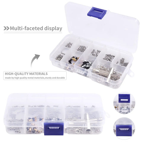 RC Screw Kit 272 Pieces M1.4 Screws Hardware Fasteners Repair Tools For Axial SCX24 in clear storage box with compartments and latch