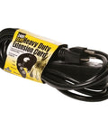 Beefy 240V Extension Cord, 12 Foot, 14-Gauge Grounded Black Power Cable, coiled with label, NEMA 6-15R, handles 3600 watts