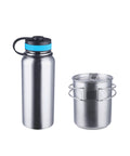 Stainless Steel Canteen Water Bottle With Nested Camping Cup and Lid Wide Mouth 40oz