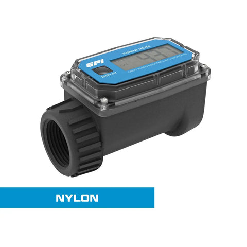 Digital Turbine Water Flow Meter With Nylon Body, Reads 3-30 GPM, Lightweight 12 Oz, Easy Nozzle Mount For Quick Reading, Water Only Meter, Durable Nylon Sensor, Includes Batteries And Manual, nylon digital meter