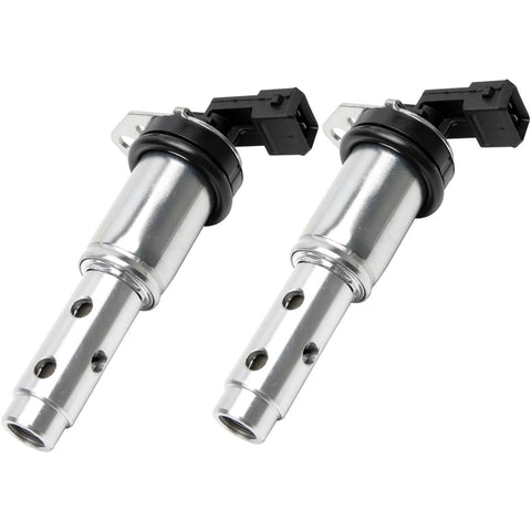Vanos Solenoid Oil Control Valve Set Two Pack For BMW Engine Timing Replacement, metal construction, front view
