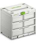 Six-Slot Systainer3 Rack SYS3 RK 6 M 337 Set For Organized Workshop Storage, view of front slots and spring-assist feature