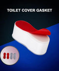 Eight Piece Toilet Seat Bumpers Kit with self adhesive cushions, red top on toilet lid bumper, provides noise reducing lift.