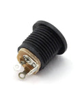 Professional Grade 10 Pack 5.5Mm X 2.1Mm 3 Pin Female DC Power Jack Panel Mount Screw Nut Kit showing a close-up of a black DC power jack connector.