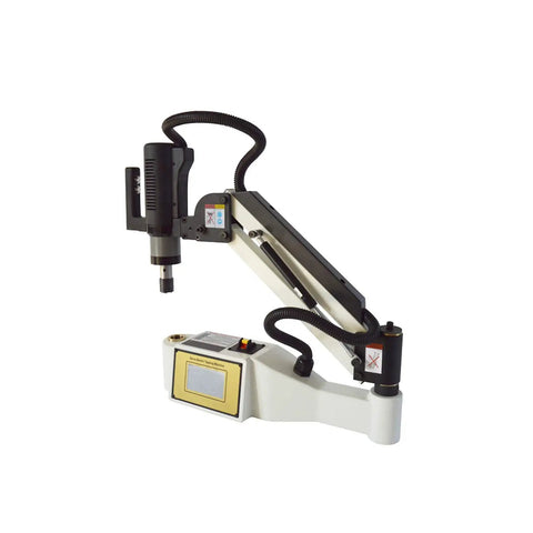 Techtongda Electric Tapping Machine M6 To M36 With Touchscreen showing adjustable arm for precision drilling.