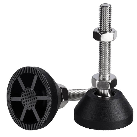 Six Pack M8 Furniture Levelers With Swivel Nylon Anti Slip Bases, Adjustable Height From 30mm To 70mm, 50mm Base, Heavy Duty Glide Levelers