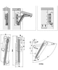 Diagram of Two Piece 80 Degree Sprung Hinge Cabinet Stay For Lift Up Doors Built To Last Steel With Plated Finish Easy Screw Installation
