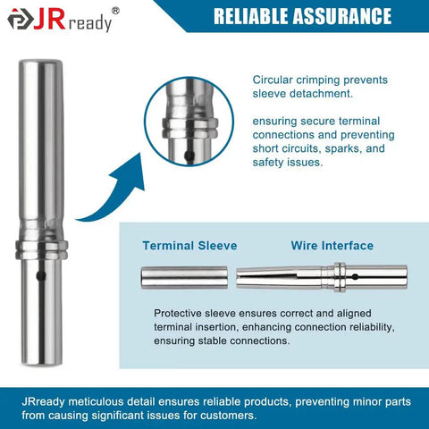 DT Series Connector Contact Kit With 16-20 AWG Terminals And Sockets, close-up of phosphor bronze terminal sleeve