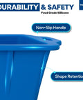 Heavy Duty Flexible Silicone Ice Molds For Ice Baths Making Up To Eighteen Pounds Of Instant Chill with non-slip handle feature.