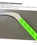 Close-up of serrated gardening tool with green handle for Two Pack Serrated Gardening Mowing Tool With Steel Sickle Handles Manual Weeder