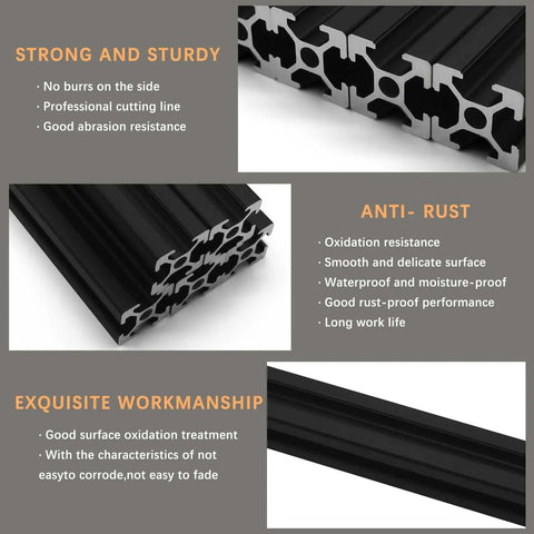 10 Pcs 96 Inch 8Ft Black 2020 T Slot Aluminum Extrusion European Standard Anodized For CNC DIY 3D Printer And Industrial Bracket Making