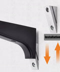 Heavy Duty Aluminum Shelf Brackets Built For The Shop Easy Snap Install For Garage Shelving And Workbenches Black showing installation on wall.