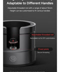 Adjustable Aluminum Alloy Espresso Portafilter Tamping Station Boss Level Holder showing adjustable threaded rod for height customization.