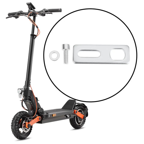 16mm Electric Bike Torque Arm Flat Pad Set For Electric Scooters, Includes 61x21x5mm And 16x12mm Mounting Pads, Easy Install, Durable Steel Construction, Stable Motor Alignment, Dope Upgrade, shown with scooter and bolt