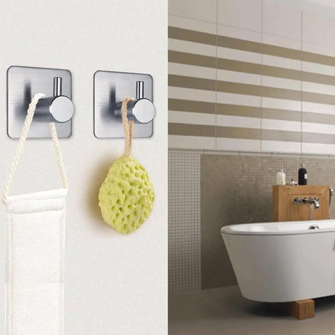 Heavy Duty Tough As Nails Adhesive Wall Hooks 15 Lb Capacity Waterproof Stainless Steel Hanger For Coats Hats Towels Robes Wall