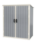 5x3 Foot Resin Outdoor Storage Shed With Floor And Lockable Door Heavy Duty Plastic Shed For Garbage Cans Tools Lawn And Garden Gear Grey