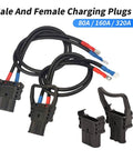 Heavy Duty DC Battery Connectors For Forklifts 150V 80A 160A 320A Power Plug And Wire Set Male And Female With 100cm Cables