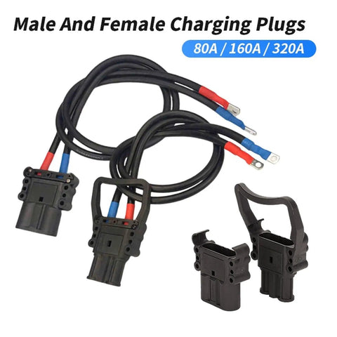 Heavy Duty DC Battery Connectors For Forklifts 150V 80A 160A 320A Power Plug And Wire Set Male And Female With 100cm Cables
