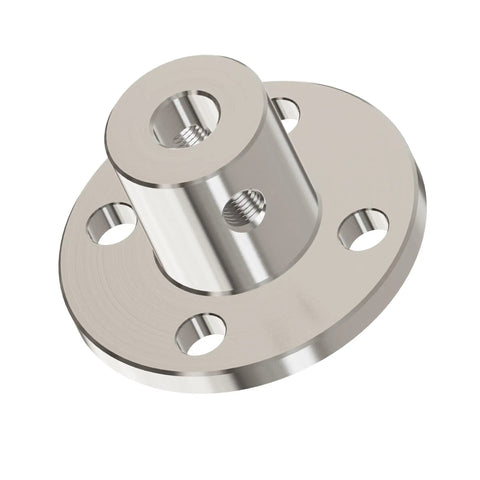 Rugged 6.35mm Flange Shaft Coupling Rigid Coupler for Small Drives One Quarter Inch Inner Diameter and 10mm Outer Diameter Chromium Plated Iron C45 Carbon Steel Connector Built to Withstand Torque and Last, front view