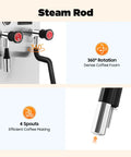 Steam rod on Straight Up Commercial Milk Frother And Automatic Steam Boiler With Led Digital Display 2.1 Gallon dual tank espresso maker.