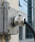 Two Pack 1/2 Inch NPT Stainless Steel Waterproof Cable Glands IP68 Rated Adjustable 6-12mm Cable Connectors installed outdoors