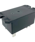 Six Pin 120VAC DPST NO Industrial Power Relay with 30A Contacts and 120V Coil Replacement, black casing, angled view.