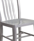 Close-up of Gael Indoor Outdoor Modern Metal Dining Chairs Set of 2 For Restaurants and Homes, showcasing sleek silver finish.
