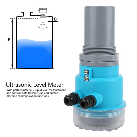 Top Notch Digital Ultrasonic Level Meter With LED Display and Liquid Level Sensor, ideal for water depth measurement.