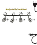 Four adjustable track heads with plug on brushed nickel finish for 4 Light Track Lighting Kit With Dimmable 7W GU10 LEDs, 14ft Cord.