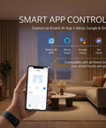 Smartphone displaying SmartLife app control for Top Shelf Motorized Smart Electric Curtain Track With Remote.
