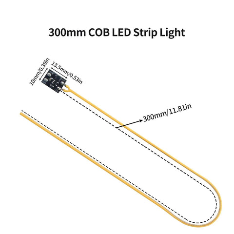 Epic 300mm Silicone COB LED Strip Light Kit for 3D Printer with PCB board labeled dimensions