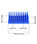 Must-Have Test Tube Drying Rack Set 66-Position Plastic Spike Rack For 12 To 16 mm Tubes 2 Pack In Blue with dimensions