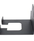 Beefy Stainless Steel Garden Power Tool Wall Rack With Lockdown Multi Grip Hooks And Waterproof Finish For Home Outdoor Trimmers Complete Garage Storage side view showing sleek black steel design.