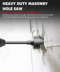 4-1/2 Inch Concrete Hole Saw With SDS Plus Shank Adapter drilling into cement wall