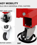 Close-up of 360 degree steel caster on Heavy Duty Engine Hoist Leveler And Foldable Hydraulic Cherry Picker Crane.