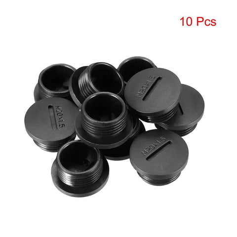 10 Pack M20 X 1.5mm Nylon Male Threaded Cable Gland End Caps Black, Panel Hole Plugs, Screw Covers For Electrical Enclosures And Wiring Projects DIY Friendly