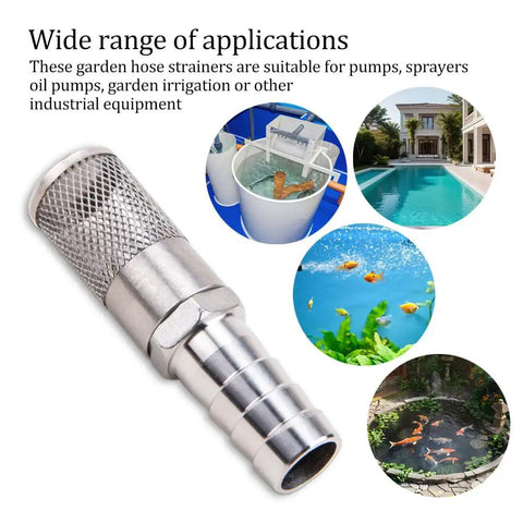 Beefy 304 Stainless Steel Hose Barb Filter With Mesh For Air Fuel And Fluids, Pressure Washer Water Suction Strainer, 19mm Inlet