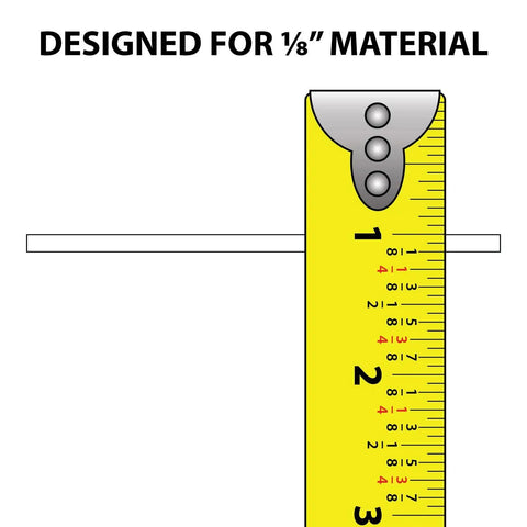 Measurement ruler highlighting 1/8 inch thickness for 36 Inch Black Aquarium And Terrarium Lid Hinge One Pack Replacement.