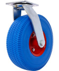 No More Flat Tire Headaches Hey Heavy Duty 10 Inch Flat Free Caster Set with blue rubber wheel and solid steel hub