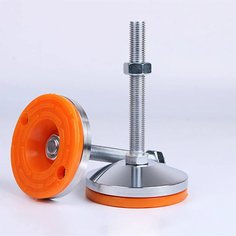 Hardcore Adjustable Furniture Leveler Legs With Thick Rubber Mounts For Workbench And Pool Table Zero Hassle Screw Install Shocks Vibration And Saves Your Floors Two Pack, featuring heavy-duty steel base and rubber mounts.