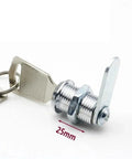 Compact 12mm Zinc Alloy Cam Lock For Cabinets And Drawers 25mm Length, showing keys and locking mechanism