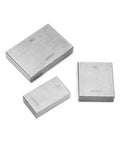 Three high precision gauge blocks labeled 20mm, 30mm, and 50mm made of heat treated hardened steel for accurate measurements.